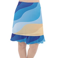 Illustrations Waves Line Rainbow Fishtail Chiffon Skirt