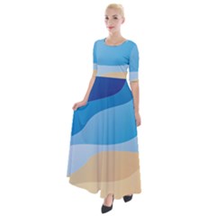 Illustrations Waves Line Rainbow Half Sleeves Maxi Dress by anzea