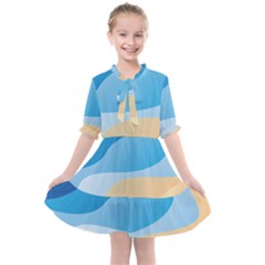 Illustrations Waves Line Rainbow Kids  All Frills Chiffon Dress