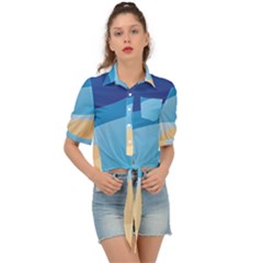 Illustrations Waves Line Rainbow Tie Front Shirt  by anzea