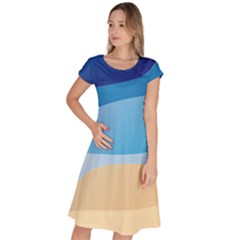 Illustrations Waves Line Rainbow Classic Short Sleeve Dress