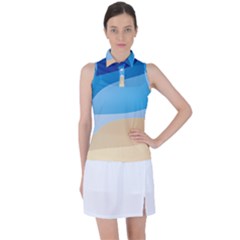 Illustrations Waves Line Rainbow Women s Sleeveless Polo T-shirt