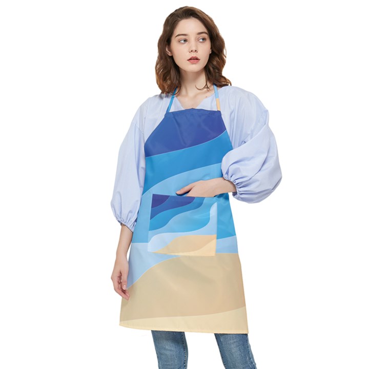 Illustrations Waves Line Rainbow Pocket Apron