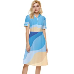 Illustrations Waves Line Rainbow Button Top Knee Length Dress by anzea