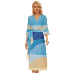 Illustrations Waves Line Rainbow Midsummer Wrap Dress