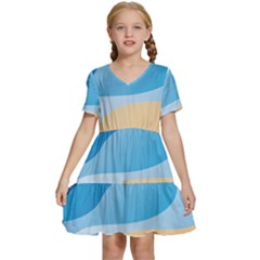 Illustrations Waves Line Rainbow Kids  Short Sleeve Tiered Mini Dress by anzea