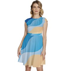 Illustrations Waves Line Rainbow Cap Sleeve High Waist Dress by anzea