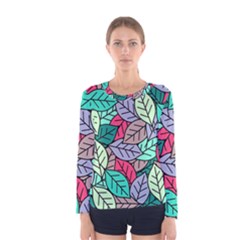 Pattern Leaves Background Nature Women s Long Sleeve T-shirt