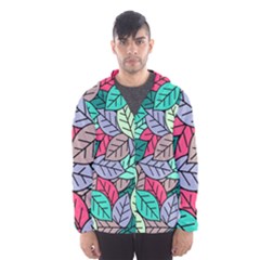 Pattern Leaves Background Nature Men s Hooded Windbreaker