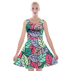 Pattern Leaves Background Nature Velvet Skater Dress by Proyonanggan