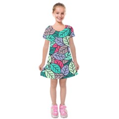 Pattern Leaves Background Nature Kids  Short Sleeve Velvet Dress