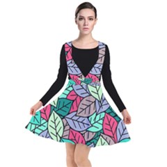 Pattern Leaves Background Nature Plunge Pinafore Dress