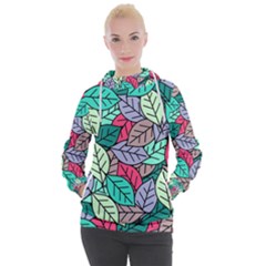 Pattern Leaves Background Nature Women s Hooded Pullover