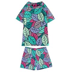 Pattern Leaves Background Nature Kids  Swim T-shirt And Shorts Set by Proyonanggan