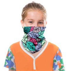 Pattern Leaves Background Nature Face Covering Bandana (kids) by Proyonanggan