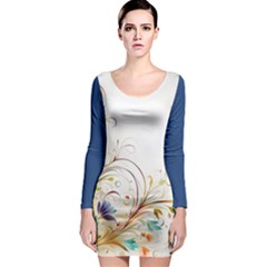 Flower Blau Long Sleeve Bodycon Dress by 2607694c