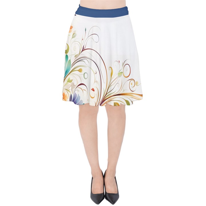 Flower blau Velvet High Waist Skirt