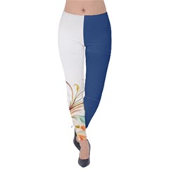 Flower Blau Velvet Leggings