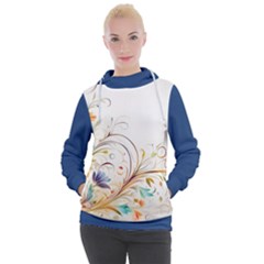 Flower Blau Women s Hooded Pullover