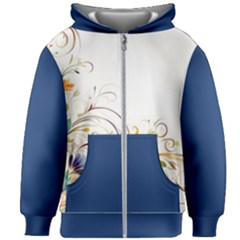 Flower Blau Kids  Zipper Hoodie Without Drawstring