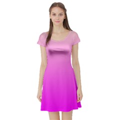 Gradient Pink - Pastel Yellow Pink Rosa Short Sleeve Skater Dress by 2607694c