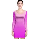 Gradient Pink - Pastel Yellow Pink Rosa Long Sleeve Velvet Bodycon Dress View1