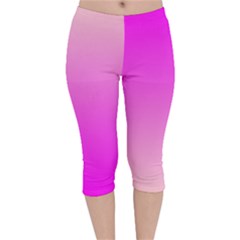 Gradient Pink - Pastel Yellow Pink Rosa Velvet Capri Leggings  by 2607694c