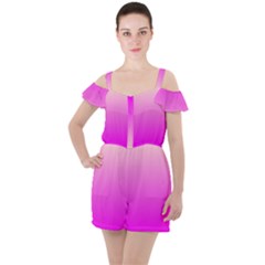 Gradient Pink - Pastel Yellow Pink Rosa Ruffle Cut Out Chiffon Playsuit by 2607694c