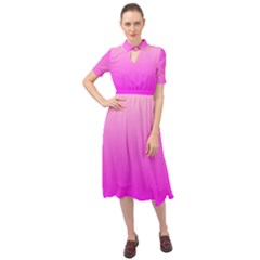 Gradient Pink - Pastel Yellow Pink Rosa Keyhole Neckline Chiffon Dress by 2607694c