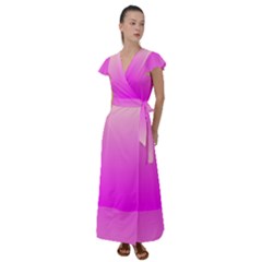 Gradient Pink - Pastel Yellow Pink Rosa Flutter Sleeve Maxi Dress by 2607694c