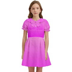 Gradient Pink - Pastel Yellow Pink Rosa Kids  Bow Tie Puff Sleeve Dress by 2607694c