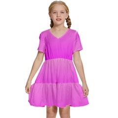 Gradient Pink - Pastel Yellow Pink Rosa Kids  Short Sleeve Tiered Mini Dress by 2607694c