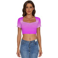 Gradient Pink - Pastel Yellow Pink Rosa Short Sleeve Square Neckline Crop Top  by 2607694c