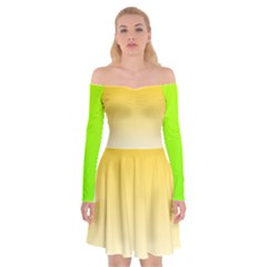 Gradient  Green, Yellow Off Shoulder Skater Dress by 2607694c