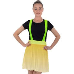 Gradient  Green, Yellow Velvet Suspender Skater Skirt by 2607694c