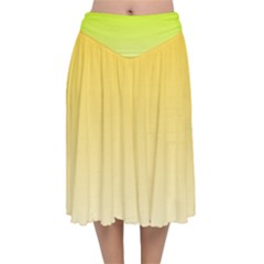 Gradient  Green, Yellow Velvet Flared Midi Skirt