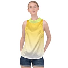 Gradient  Green, Yellow High Neck Satin Top by 2607694c