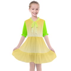 Gradient  Green, Yellow Kids  All Frills Chiffon Dress by 2607694c