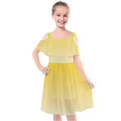 Gradient  Green, Yellow Kids  Cut Out Shoulders Chiffon Dress by 2607694c