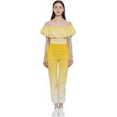 Gradient  Green, Yellow Bardot Ruffle Jumpsuit by 2607694c