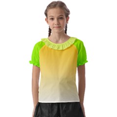 Gradient  Green, Yellow Kids  Frill Chiffon Blouse by 2607694c