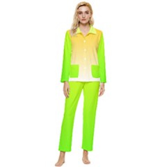 Gradient  Green, Yellow Womens  Long Sleeve Velvet Pocket Pajamas Set by 2607694c