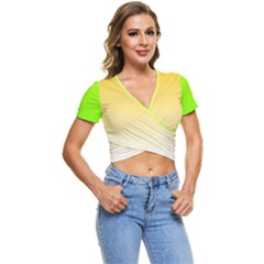 Gradient  Green, Yellow Short Sleeve Foldover T-shirt by 2607694c