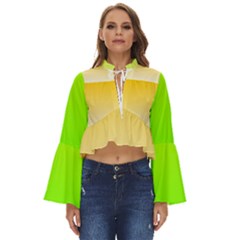 Gradient  Green, Yellow Boho Long Bell Sleeve Top