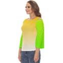 Gradient  green, yellow Cut Out Wide Sleeve Top View2