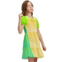 Gradient  green, yellow Kids  Puff Sleeved Dress View2