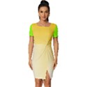 Gradient  green, yellow Fitted Knot Split End Bodycon Dress View1