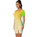 Gradient  green, yellow Fitted Knot Split End Bodycon Dress View2