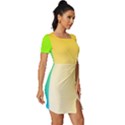 Gradient  green, yellow Fitted Knot Split End Bodycon Dress View3