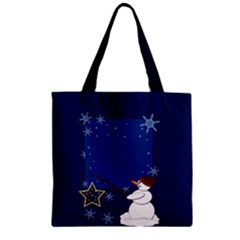 Snowman Zipper Grocery Tote Bag